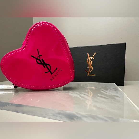 Yves Saint Laurent Bags Ysl Beaute Hot Pink And Black Heart Shaped